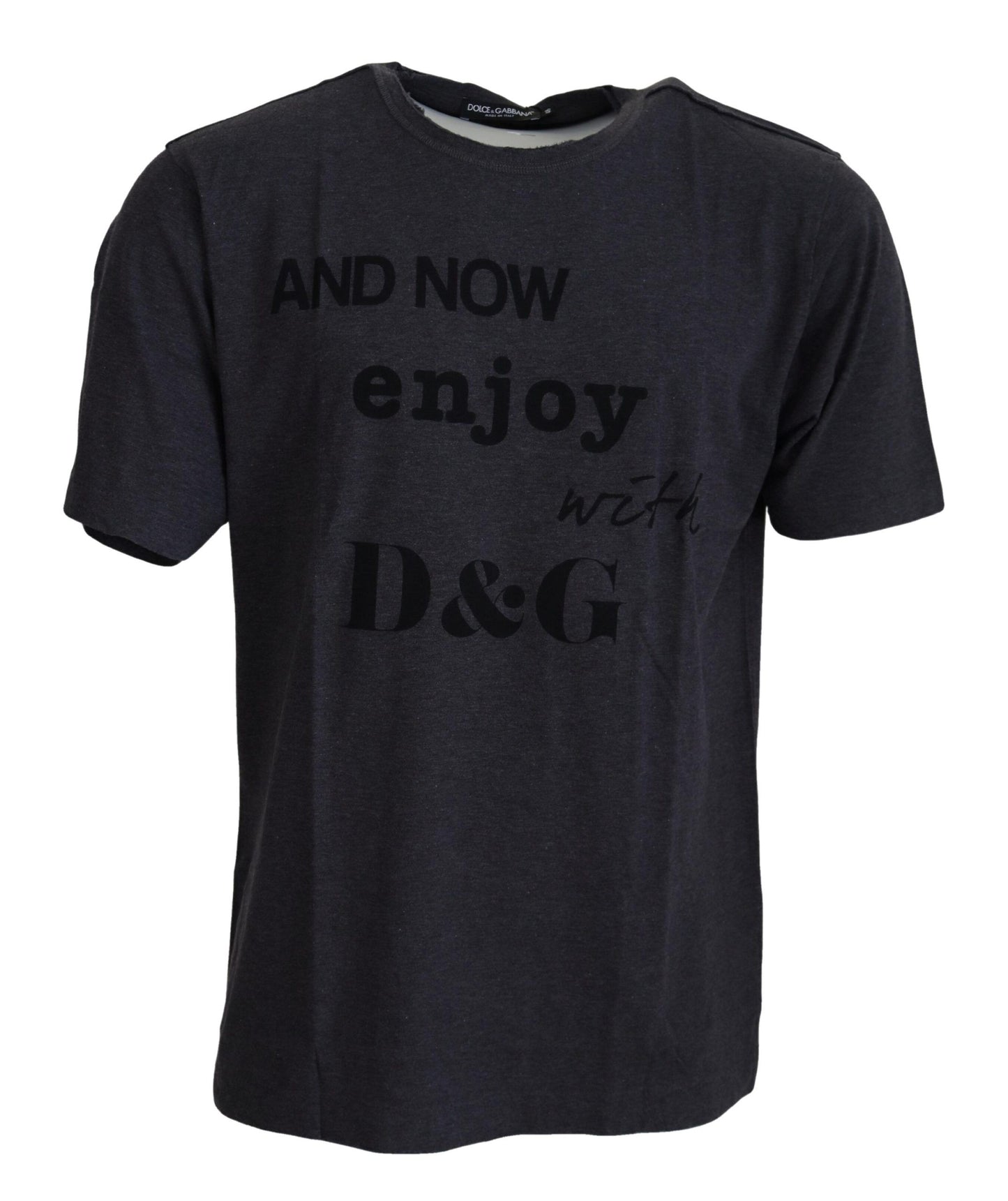 Dolce & Gabbana T-shirt girocollo elegante con motivo grigio