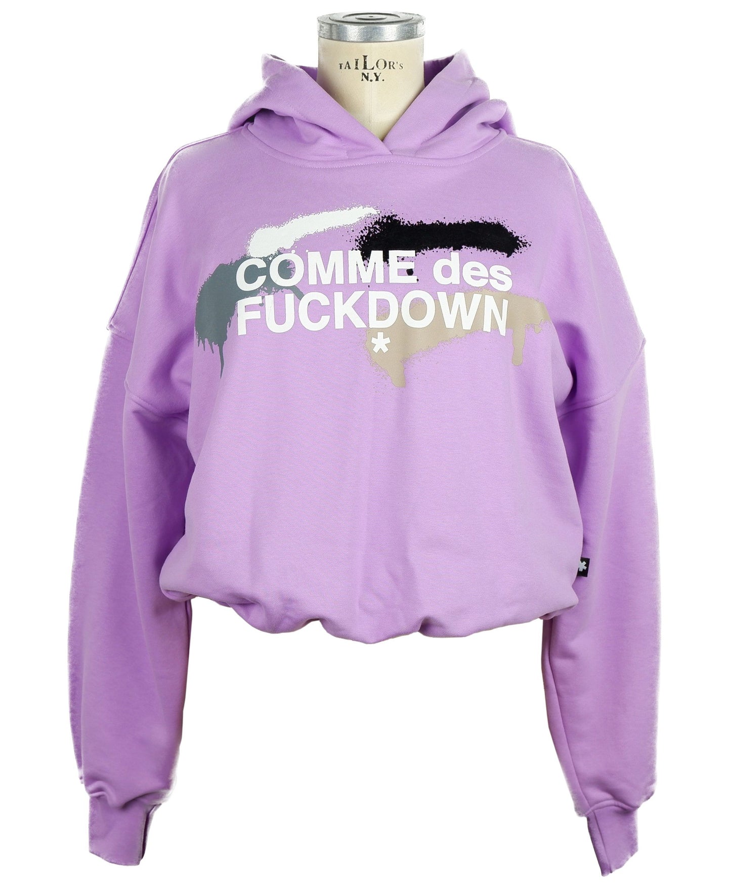 Felpa con cappuccio viola chic Comme Des Fuckdown con stampa logo