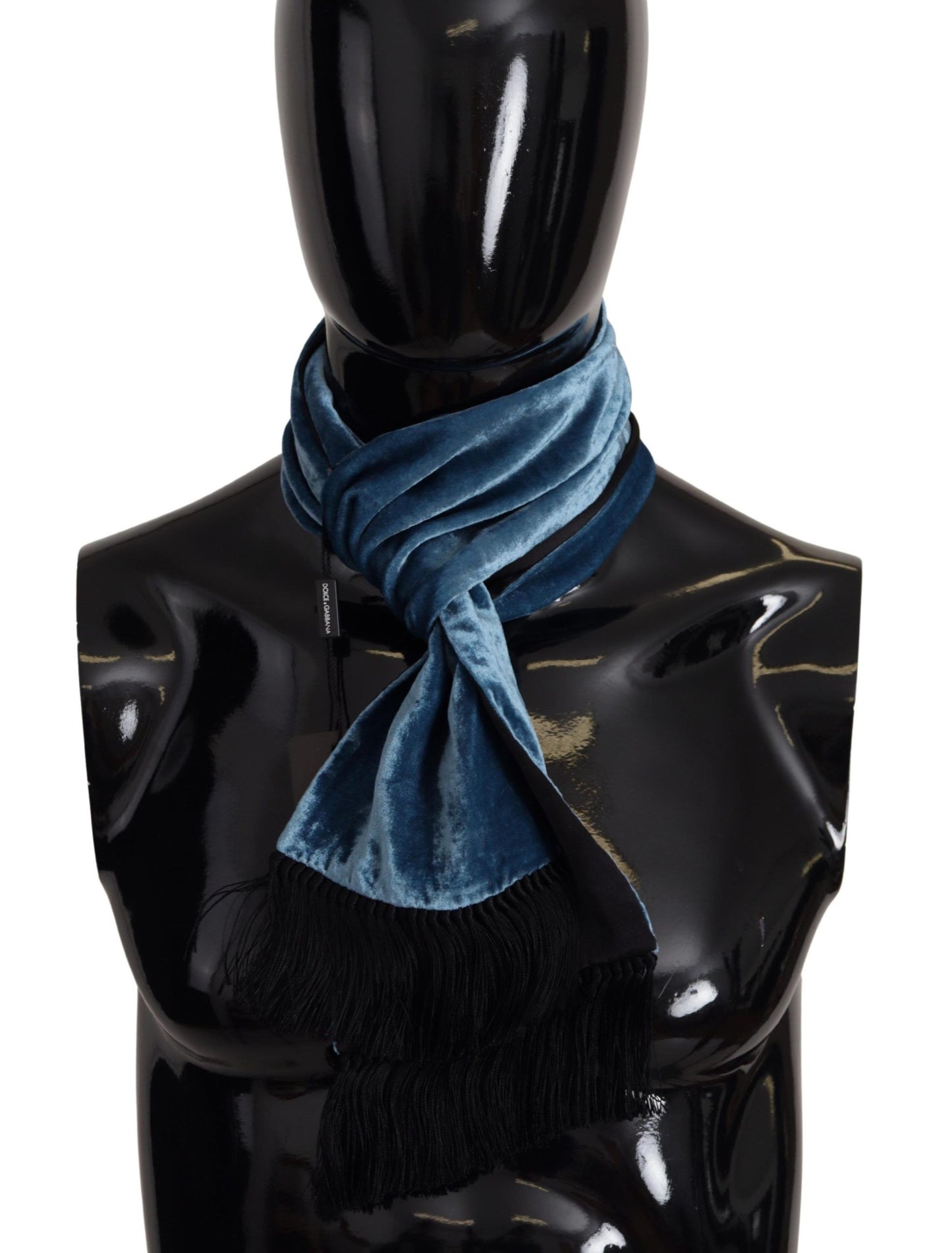 Dolce & Gabbana Элегантный мужской шелковый шарф цвета Regal Blue