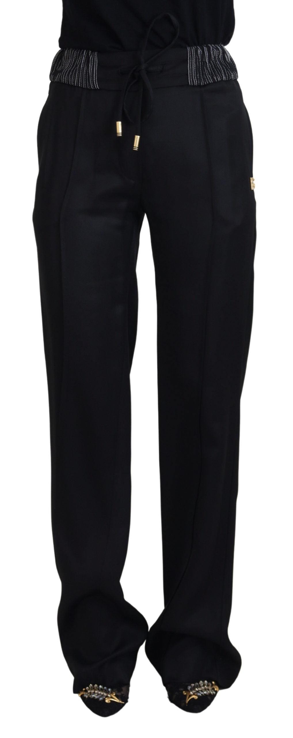 Dolce & Gabbana Pantaloni eleganti in cotone nero