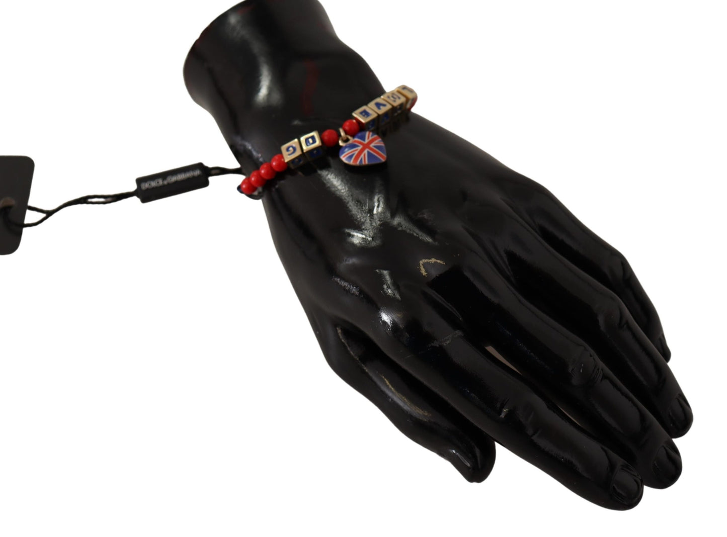 Dolce & Gabbana Elegante bracciale in vetro blu, rosso e zama