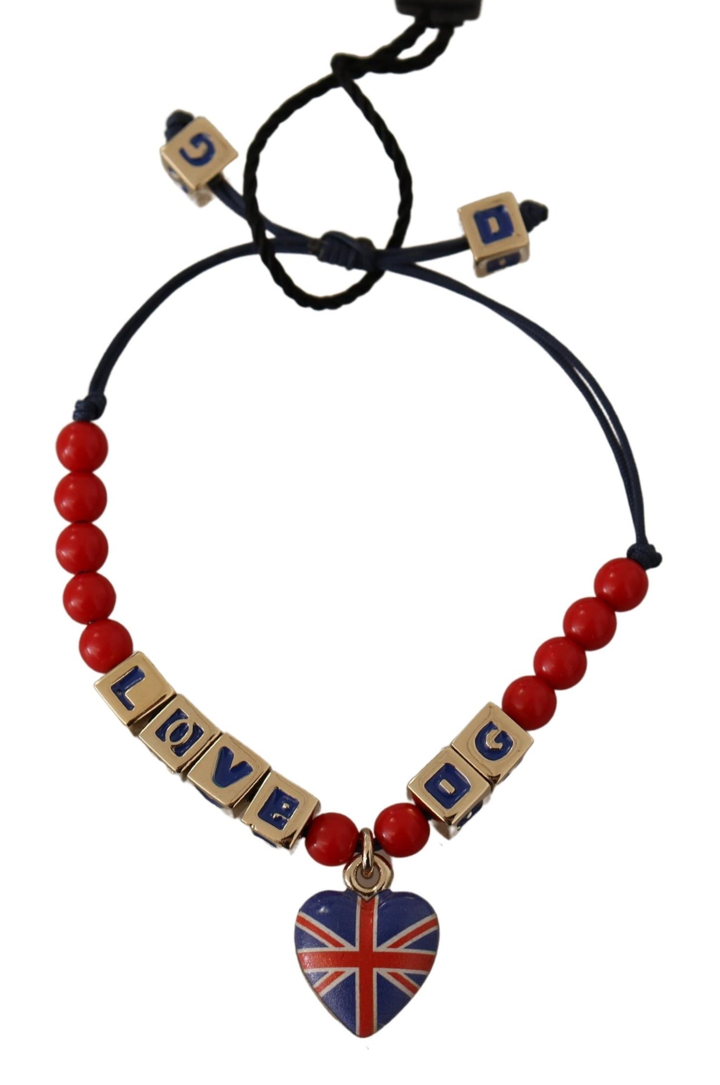 Dolce & Gabbana Elegante bracciale in vetro blu, rosso e zama