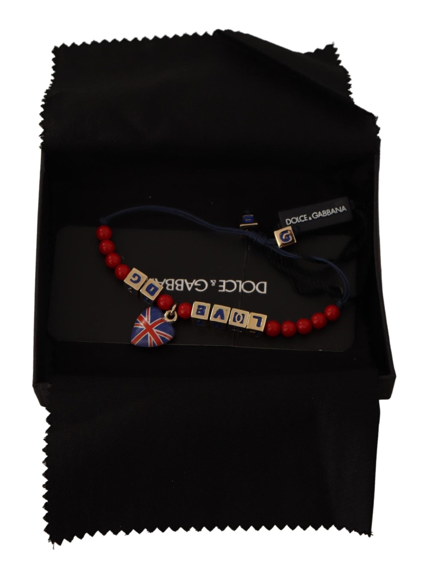 Dolce & Gabbana Elegante bracciale in vetro blu, rosso e zama