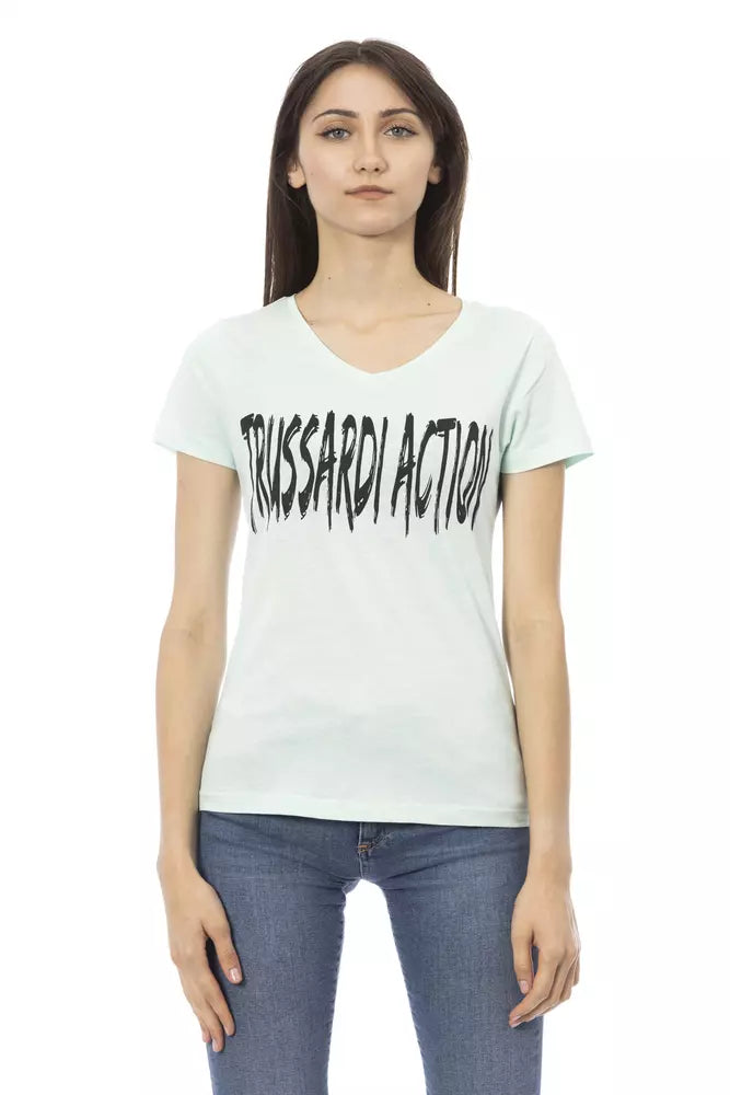 Trussardi Action Elegant Голубая футболка с v-образным вырезом