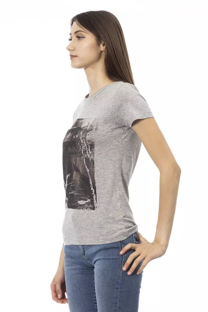 Trussardi Action Chic Серая футболка с короткими рукавами и круглым вырезом