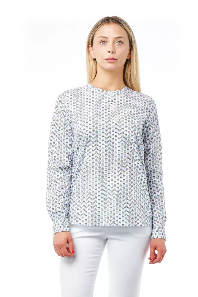 Camicia da donna in cotone bianco Bagutta con stampa teschio
