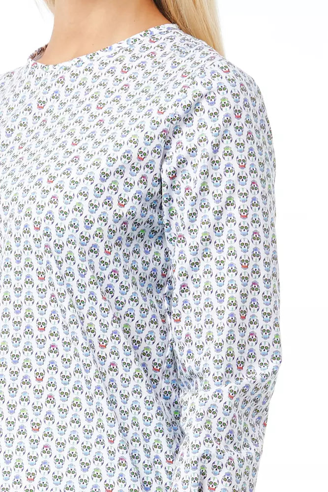 Camicia da donna in cotone bianco Bagutta con stampa teschio