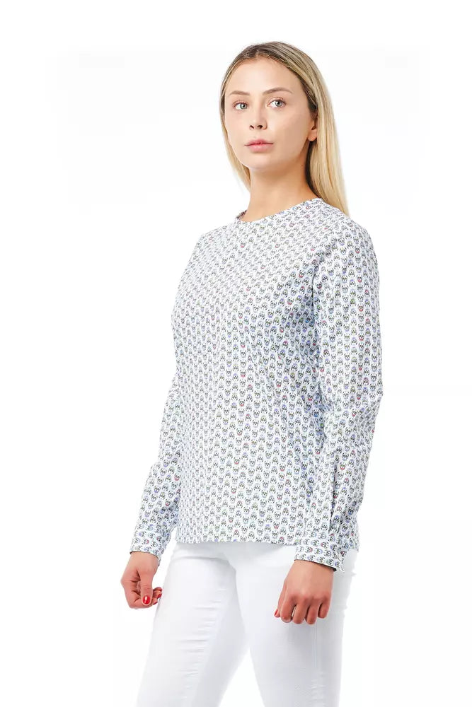 Camicia da donna in cotone bianco Bagutta con stampa teschio
