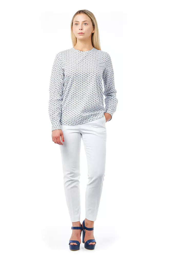 Camicia da donna in cotone bianco Bagutta con stampa teschio