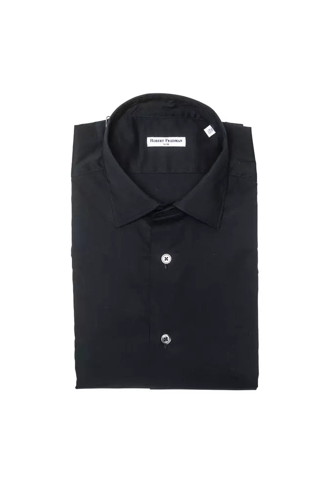 Camicia da uomo in cotone nero Robert Friedman