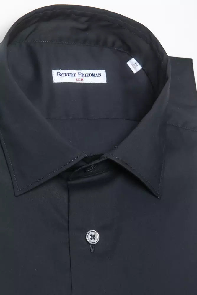 Camicia da uomo in cotone nero Robert Friedman