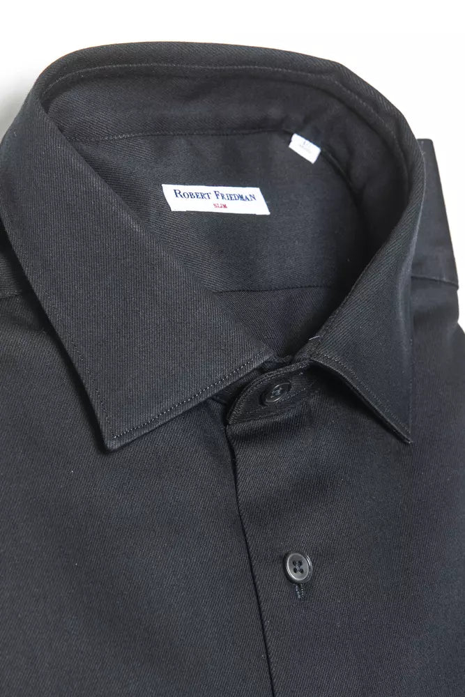 Camicia da uomo in cotone nero Robert Friedman