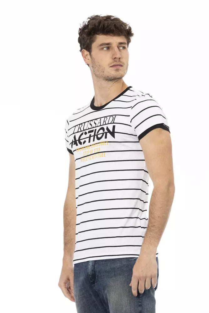 Белая футболка Trussardi Action с ярким принтом
