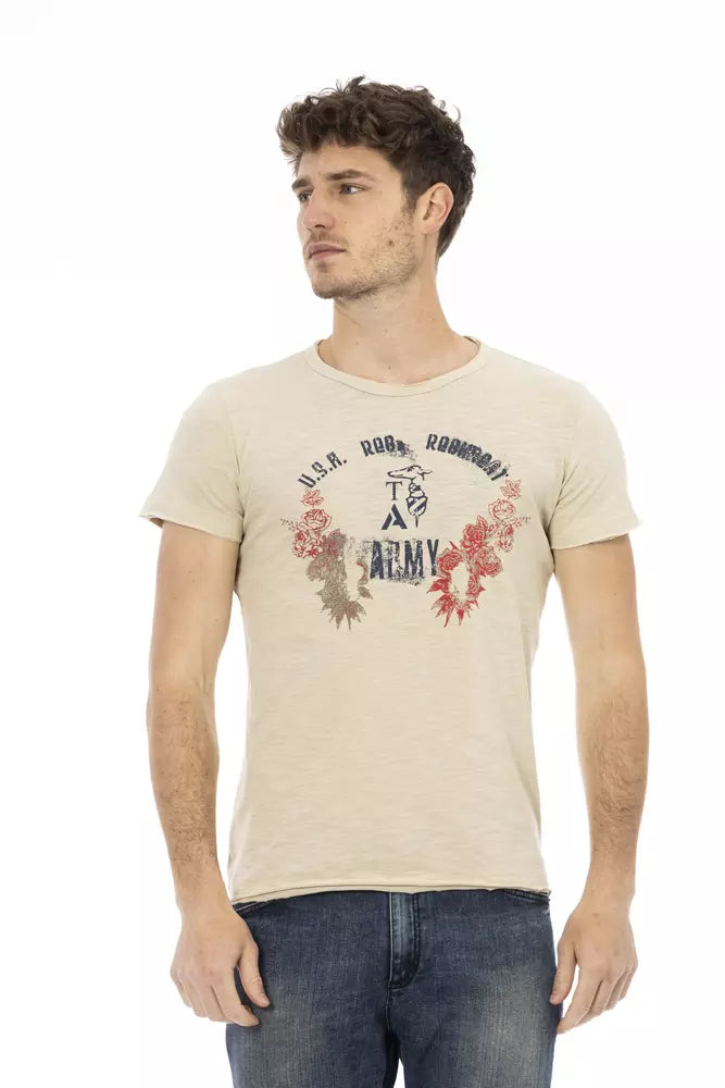 Trussardi Action Beige Cotton T-Shirt Uomo