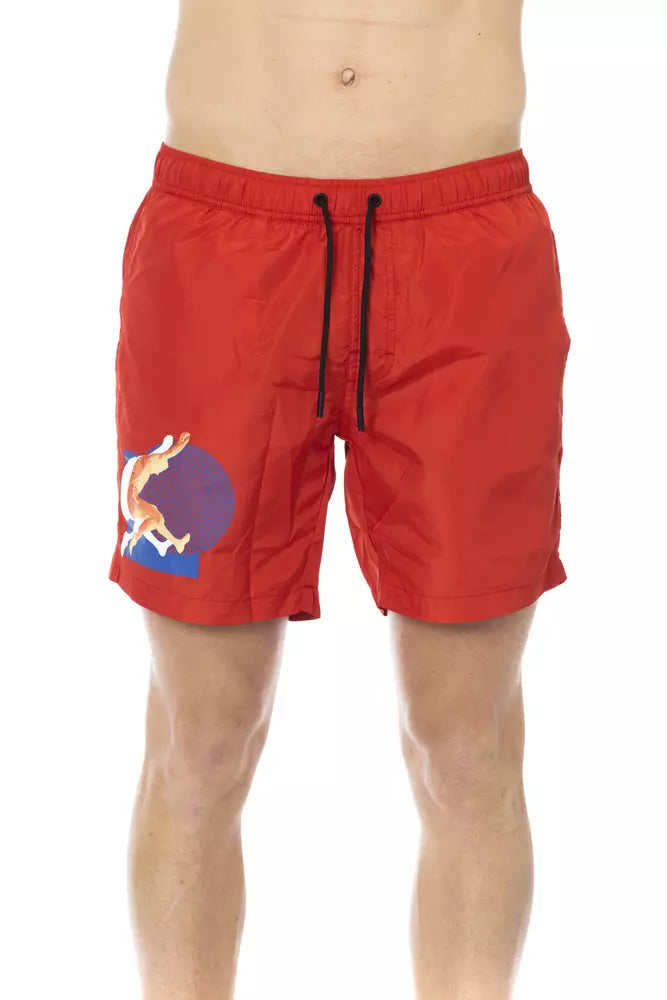 Bikkembergs Pantaloncini da bagno da uomo in poliestere rosso