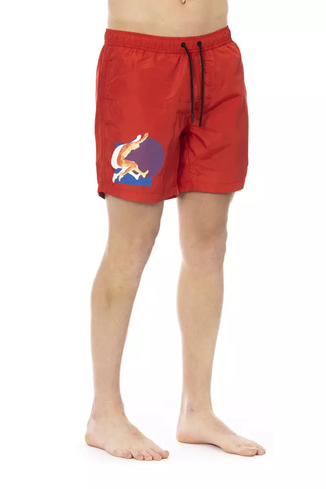 Bikkembergs Pantaloncini da bagno da uomo in poliestere rosso