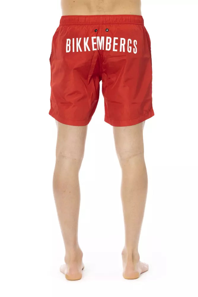 Bikkembergs Pantaloncini da bagno da uomo in poliestere rosso
