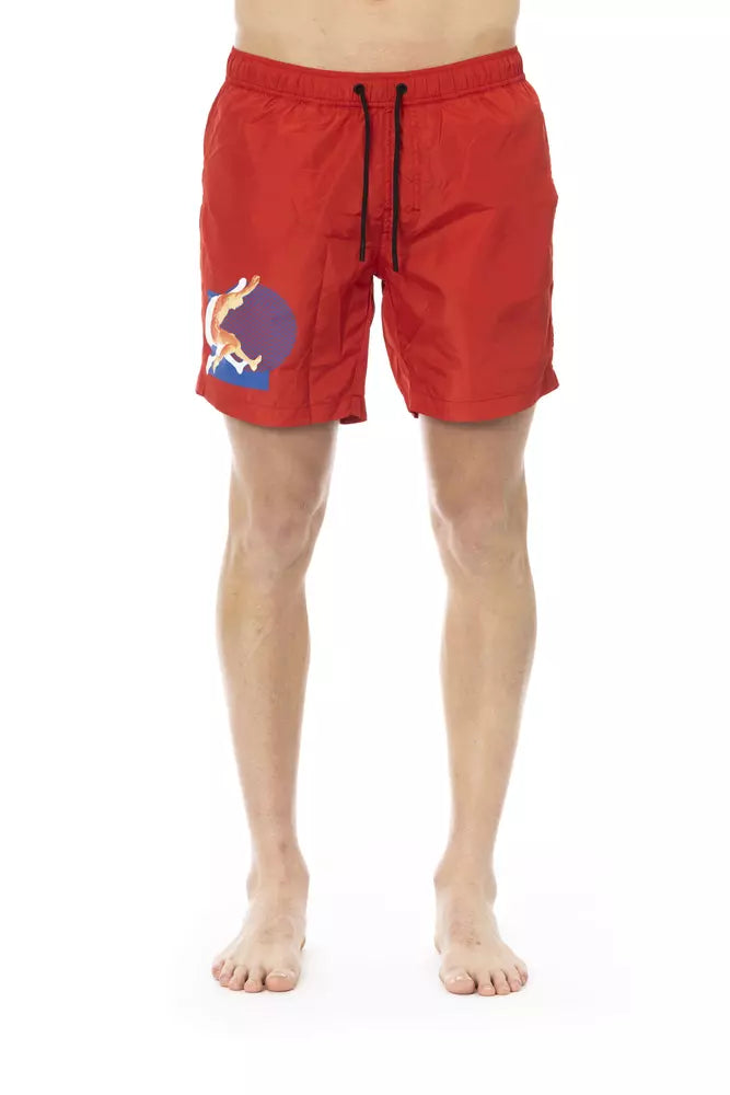 Bikkembergs Pantaloncini da bagno da uomo in poliestere rosso