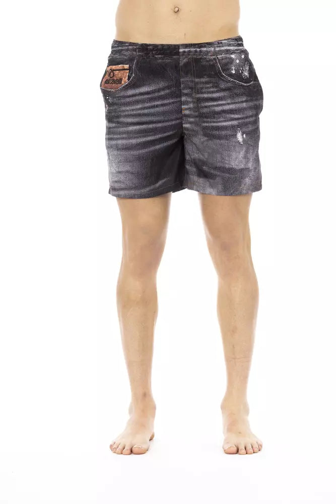 Just Cavalli Pantaloncini da bagno da uomo in poliestere nero