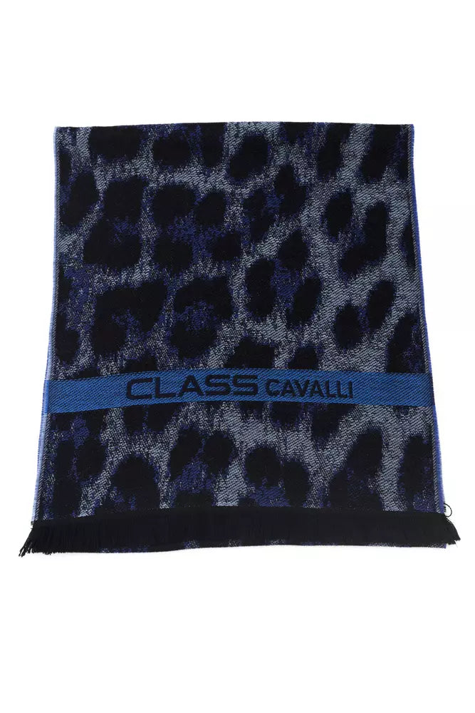 Sciarpa da uomo in lana blu Cavalli Class