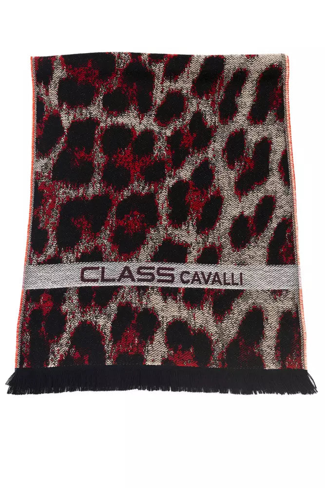 Бордовый шарф с логотипом Cavalli Class Animalier Fantasy