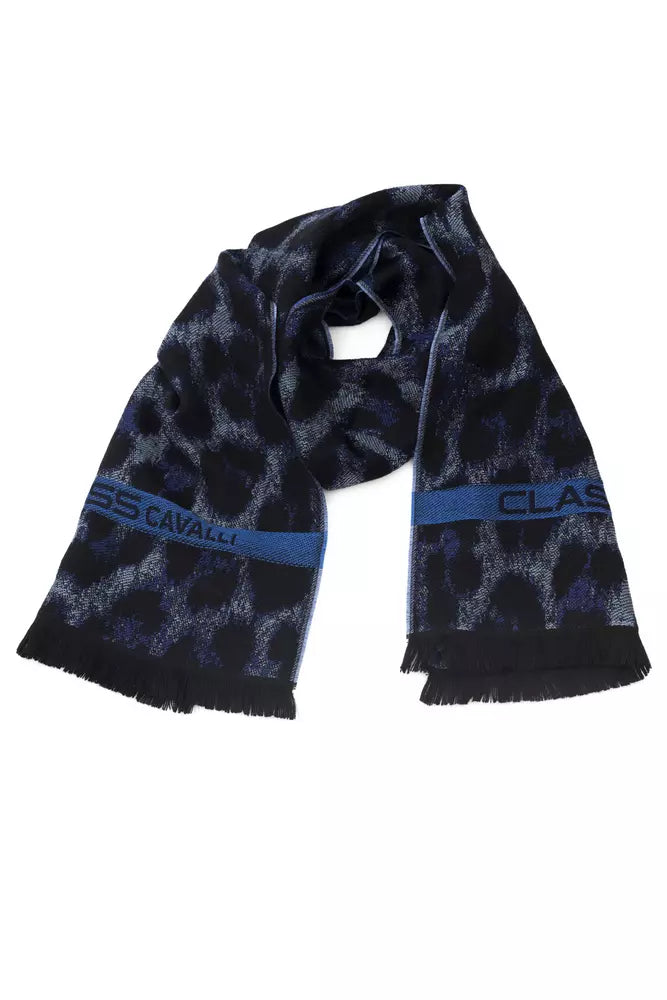 Sciarpa da uomo in lana blu Cavalli Class