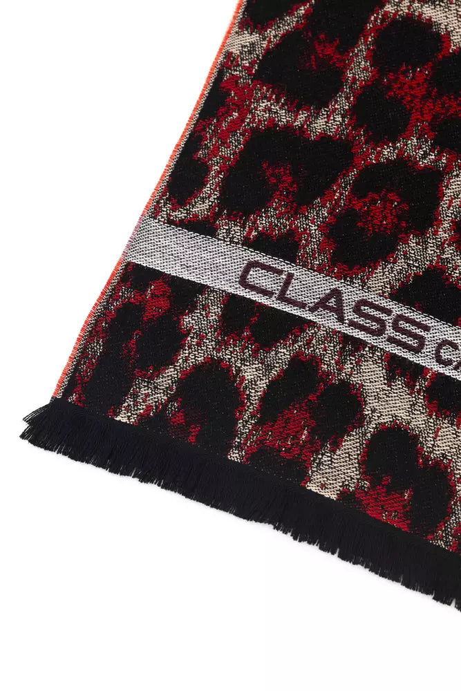 Бордовый шарф с логотипом Cavalli Class Animalier Fantasy