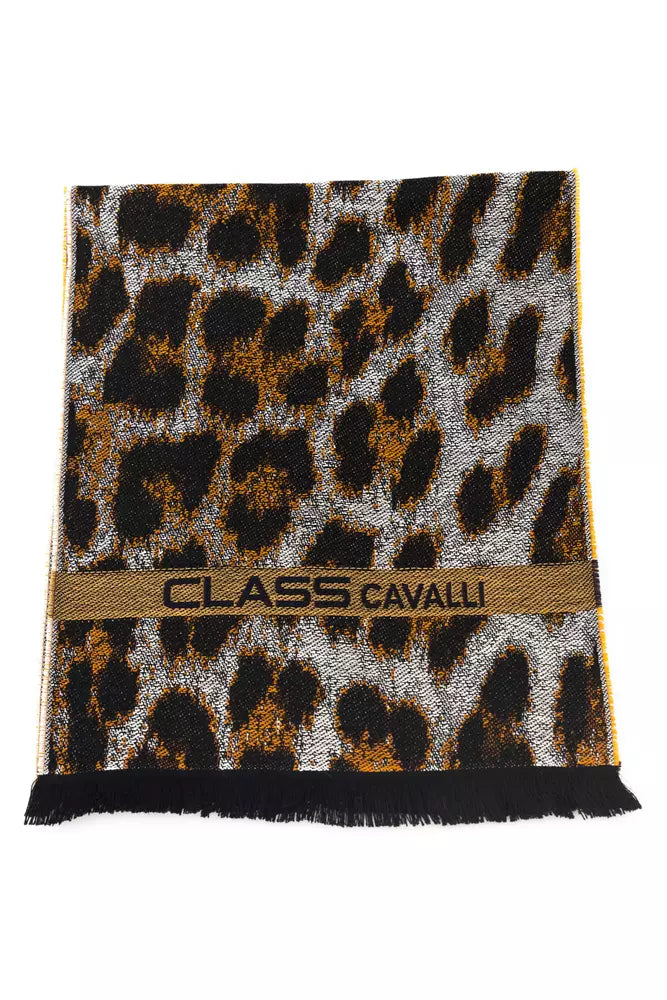 Элегантный шарф с фантазийным логотипом Cavalli Class Animalier