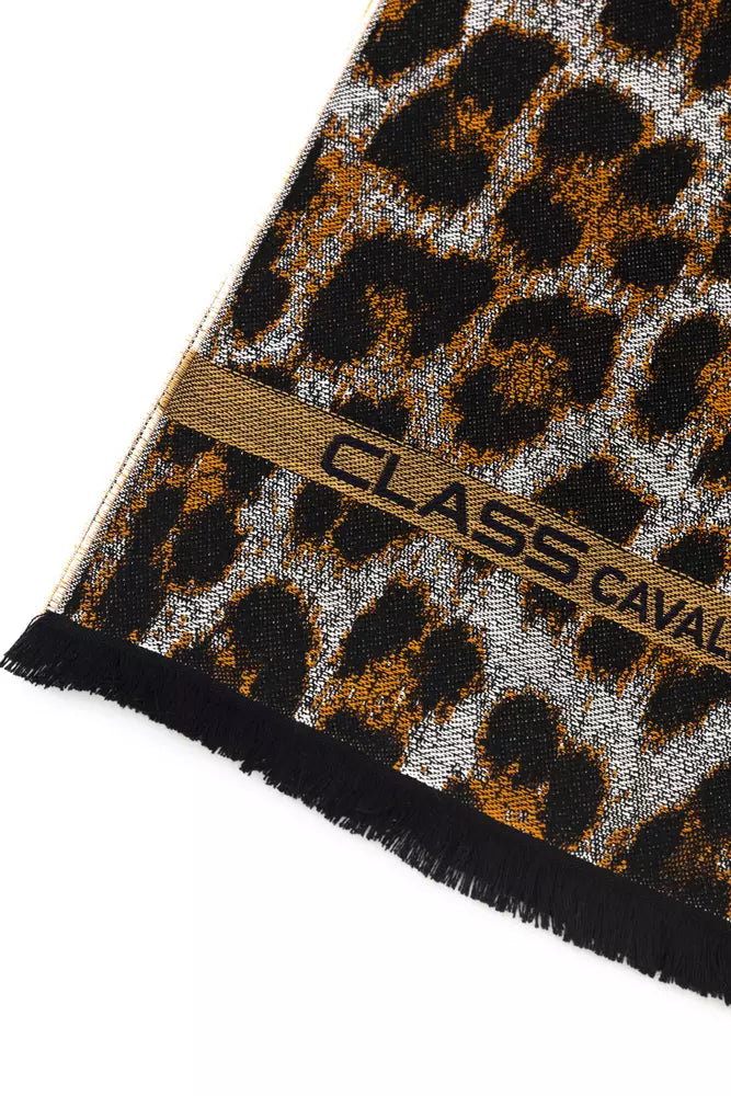 Элегантный шарф с фантазийным логотипом Cavalli Class Animalier