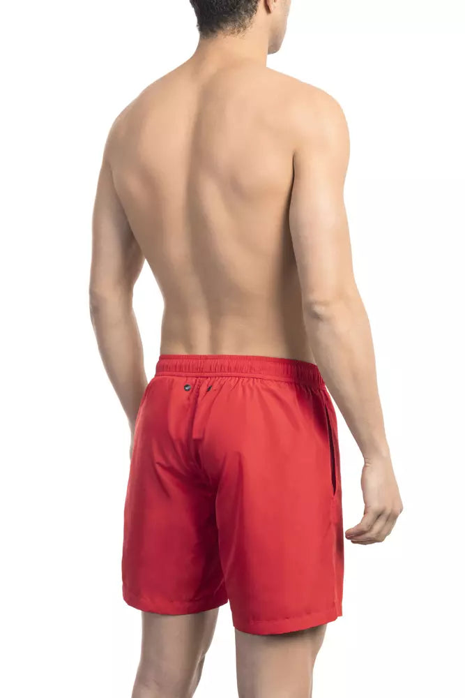 Bikkembergs Pantaloncini da bagno da uomo in poliestere rosso