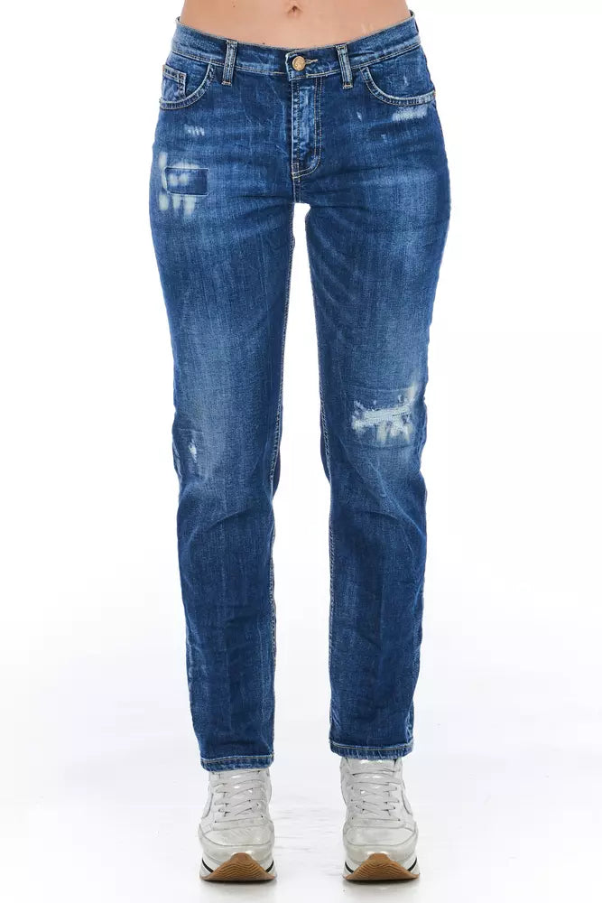 Jeans da donna in cotone blu Frankie Morello
