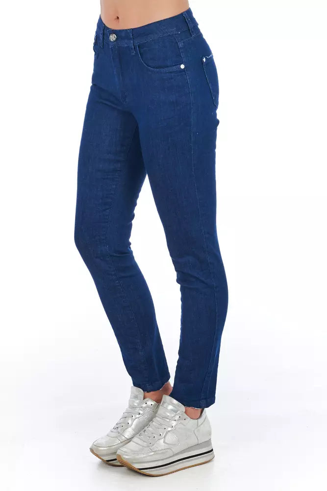 Frankie Morello Jeans skinny da donna in cotone blu