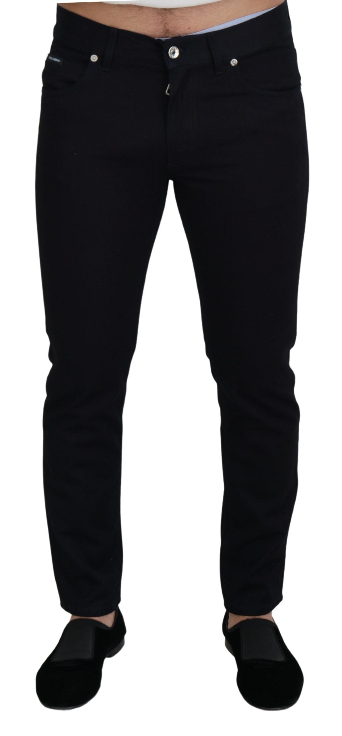 Dolce & Gabbana Pantaloni eleganti in denim misto seta nero