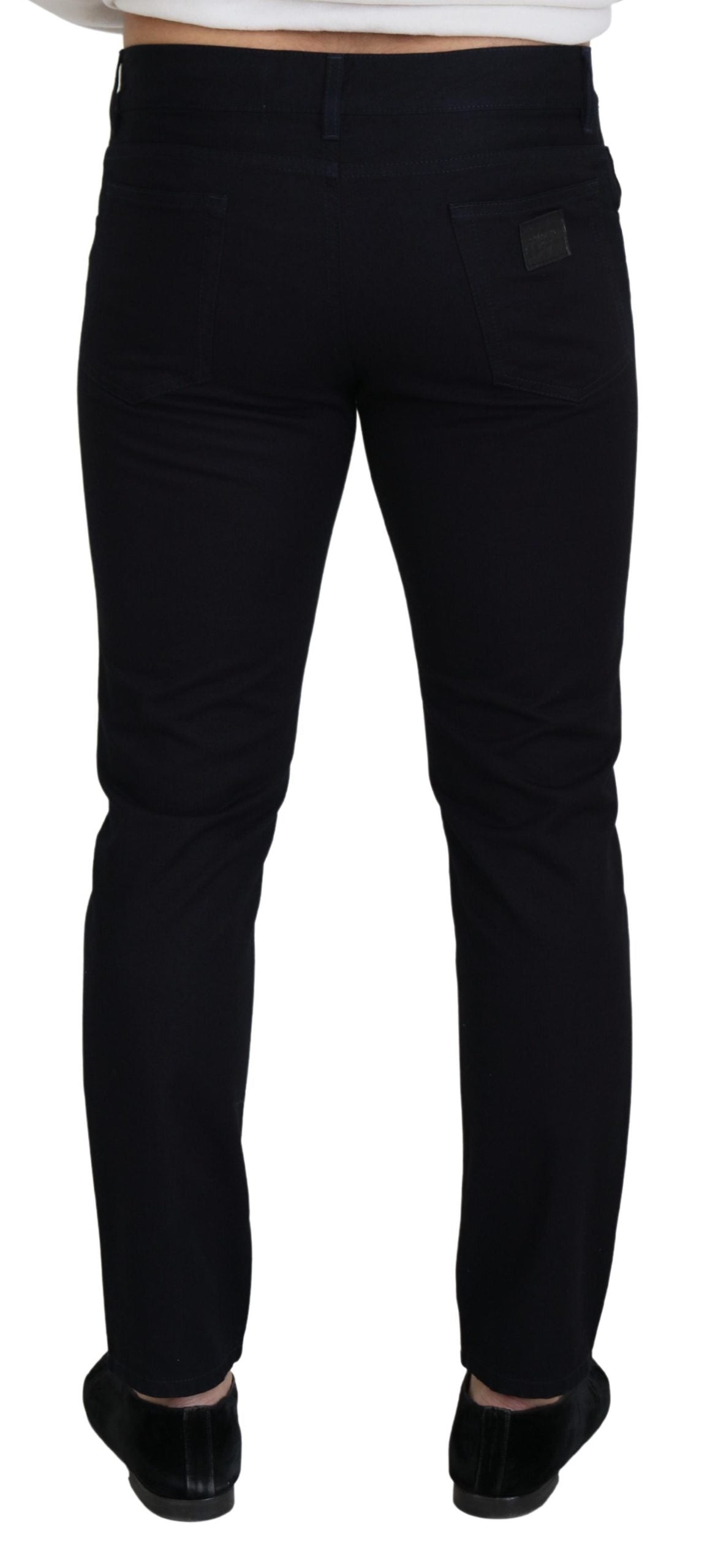 Dolce & Gabbana Pantaloni eleganti in denim misto seta nero