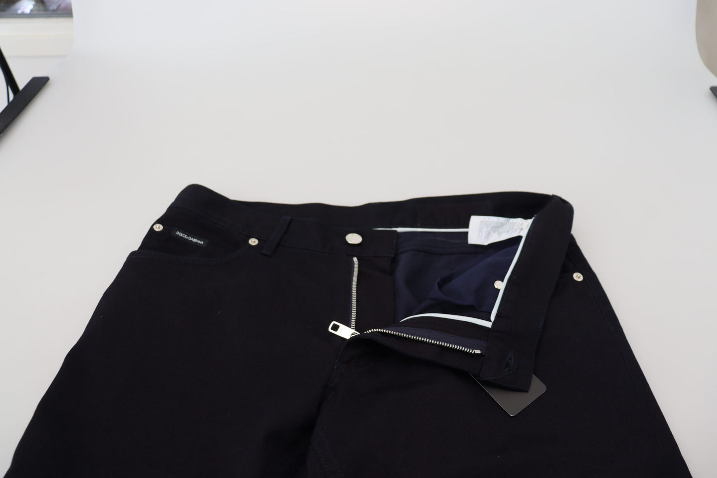 Dolce & Gabbana Pantaloni eleganti in denim misto seta nero
