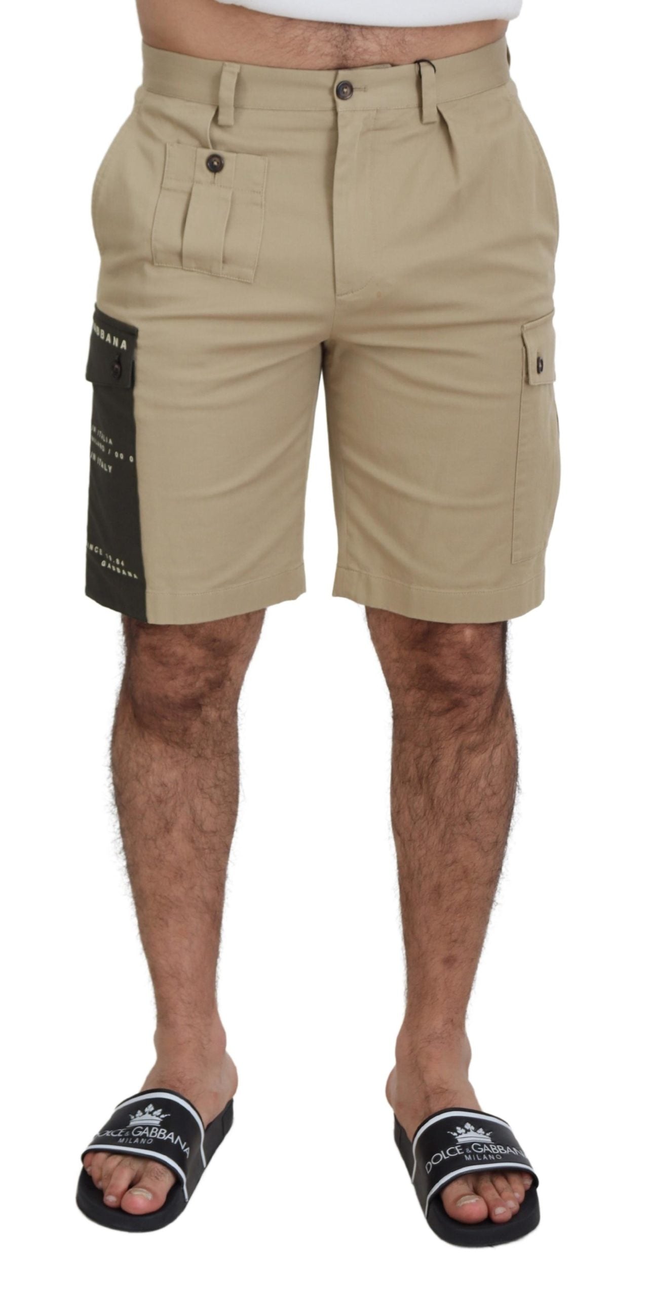 Pantaloncini firmati Dolce & Gabbana eleganti in misto cotone beige