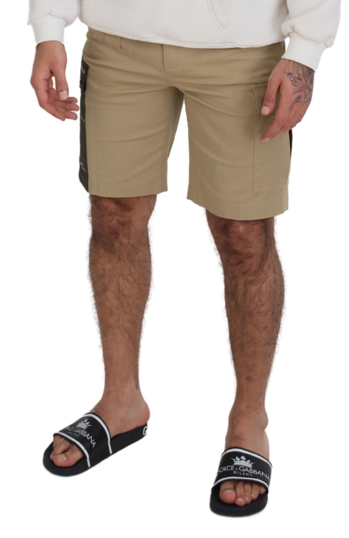Pantaloncini firmati Dolce & Gabbana eleganti in misto cotone beige