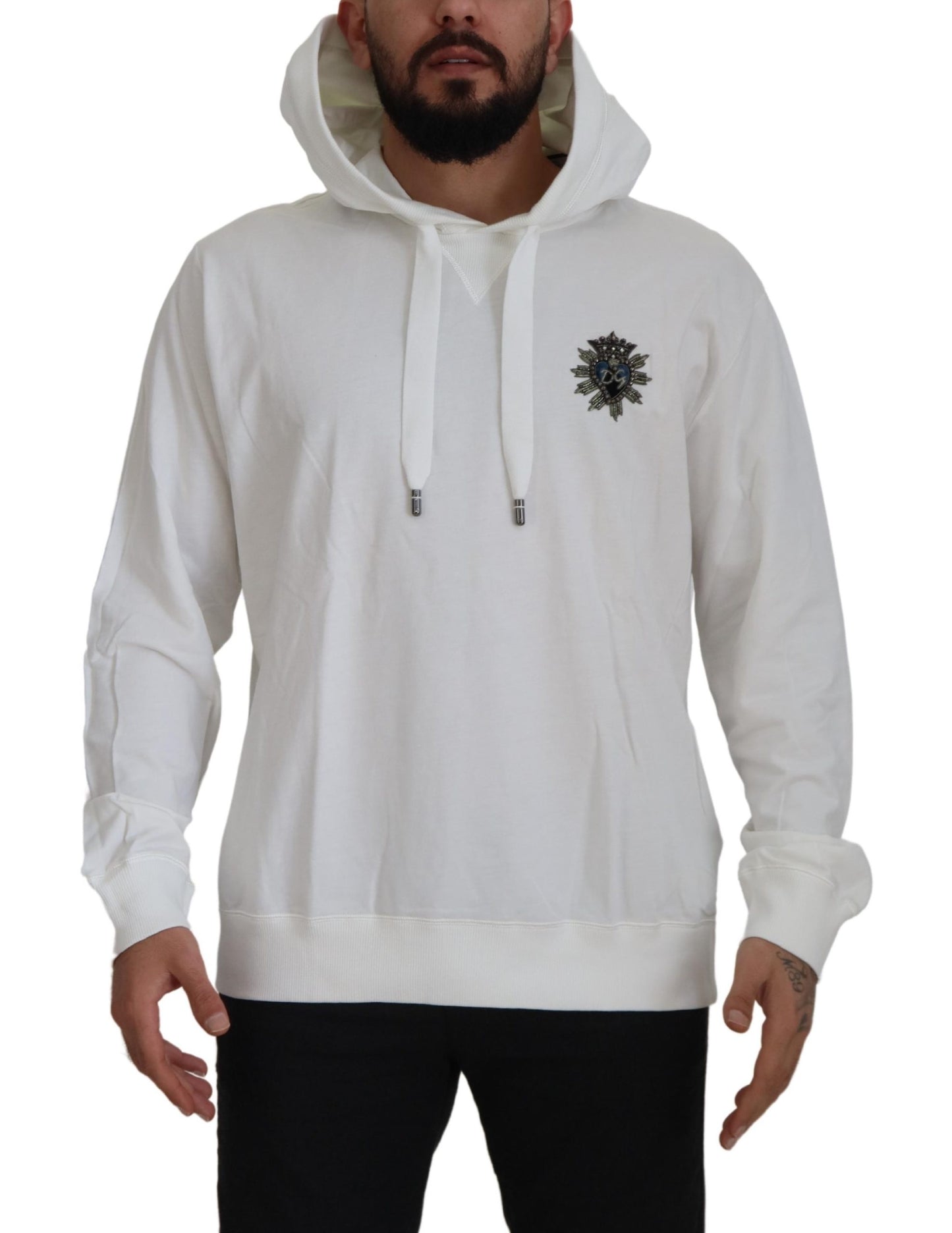 Dolce & Gabbana Splendido maglione bianco con cappuccio