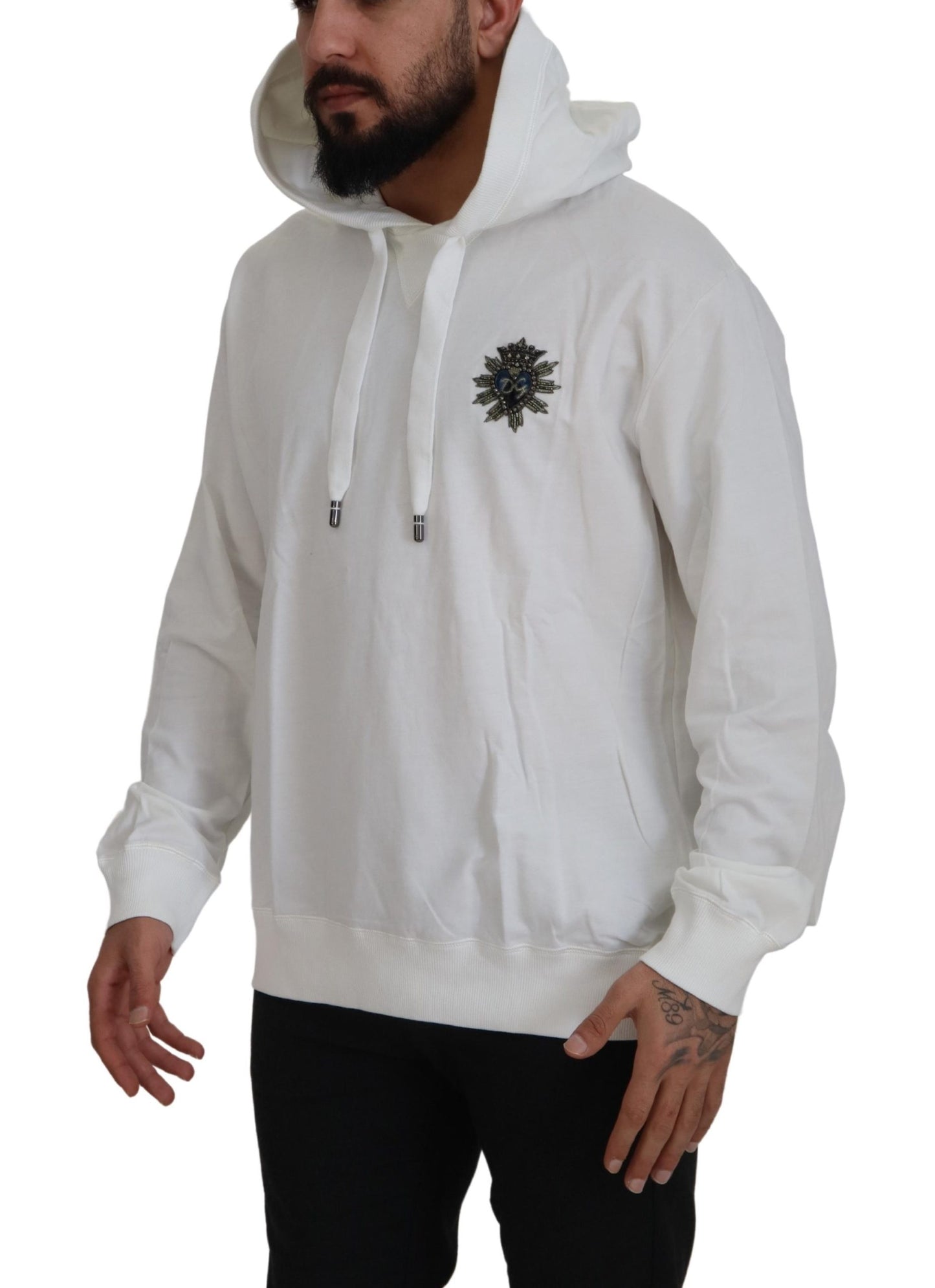 Dolce & Gabbana Splendido maglione bianco con cappuccio