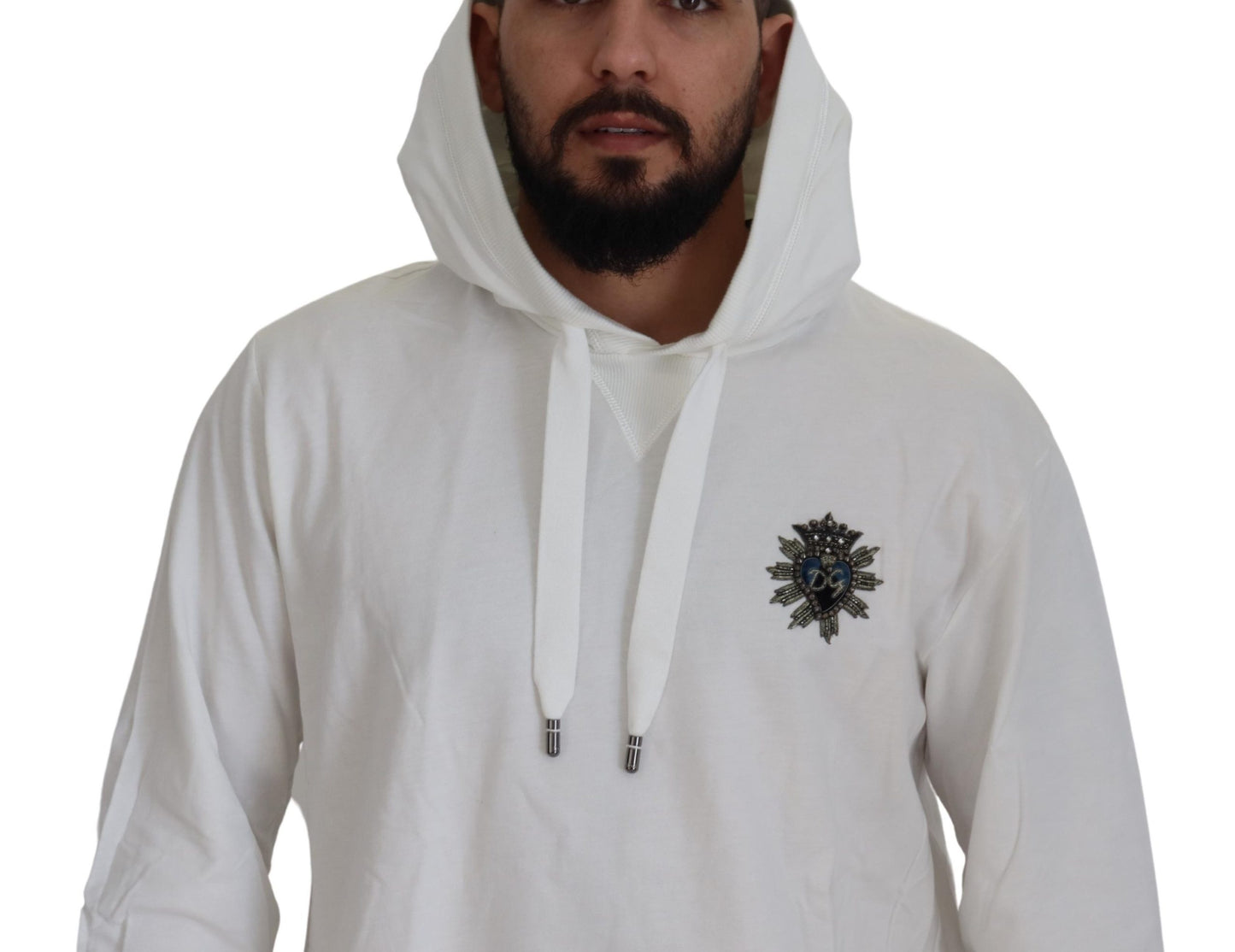 Dolce & Gabbana Splendido maglione bianco con cappuccio