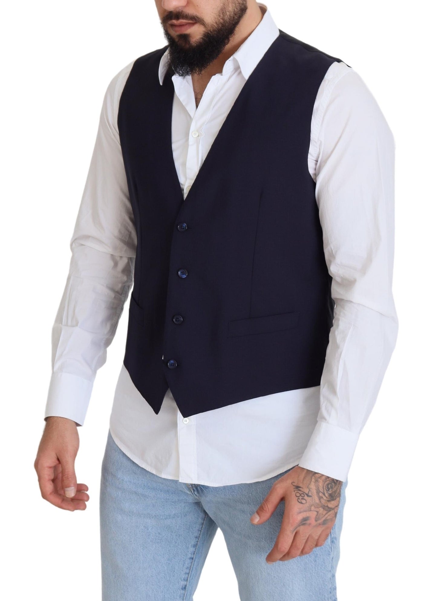 Dolce & Gabbana Gilet elegante abito formale blu scuro