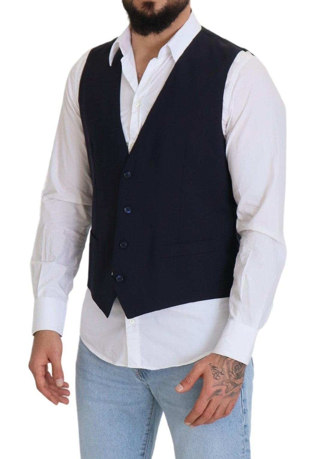Dolce & Gabbana Gilet elegante abito formale blu scuro