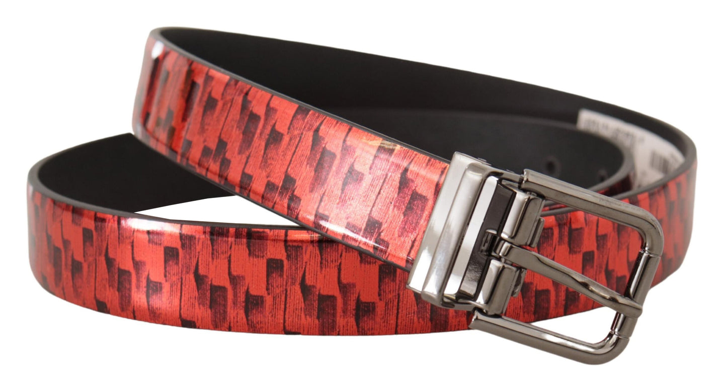 Dolce & Gabbana Elegante Cintura in Pelle Rossa con Fibbia Argento