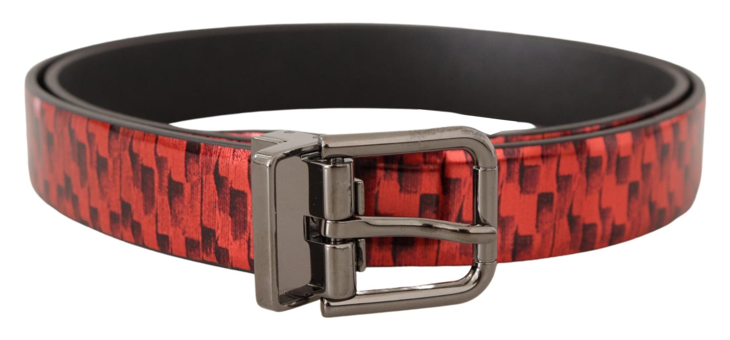 Dolce & Gabbana Elegante Cintura in Pelle Rossa con Fibbia Argento