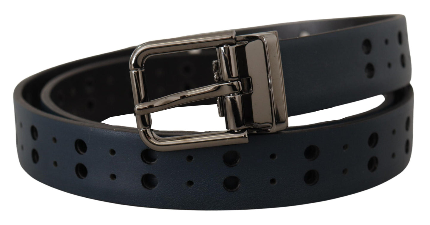 Dolce & Gabbana Cintura Elegante in Pelle Blu con Fibbia in Metallo