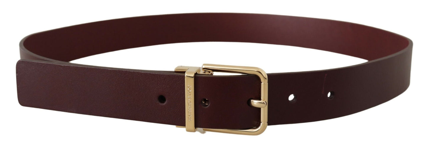 Dolce & Gabbana Elegante cintura in pelle marrone con fibbia dorata