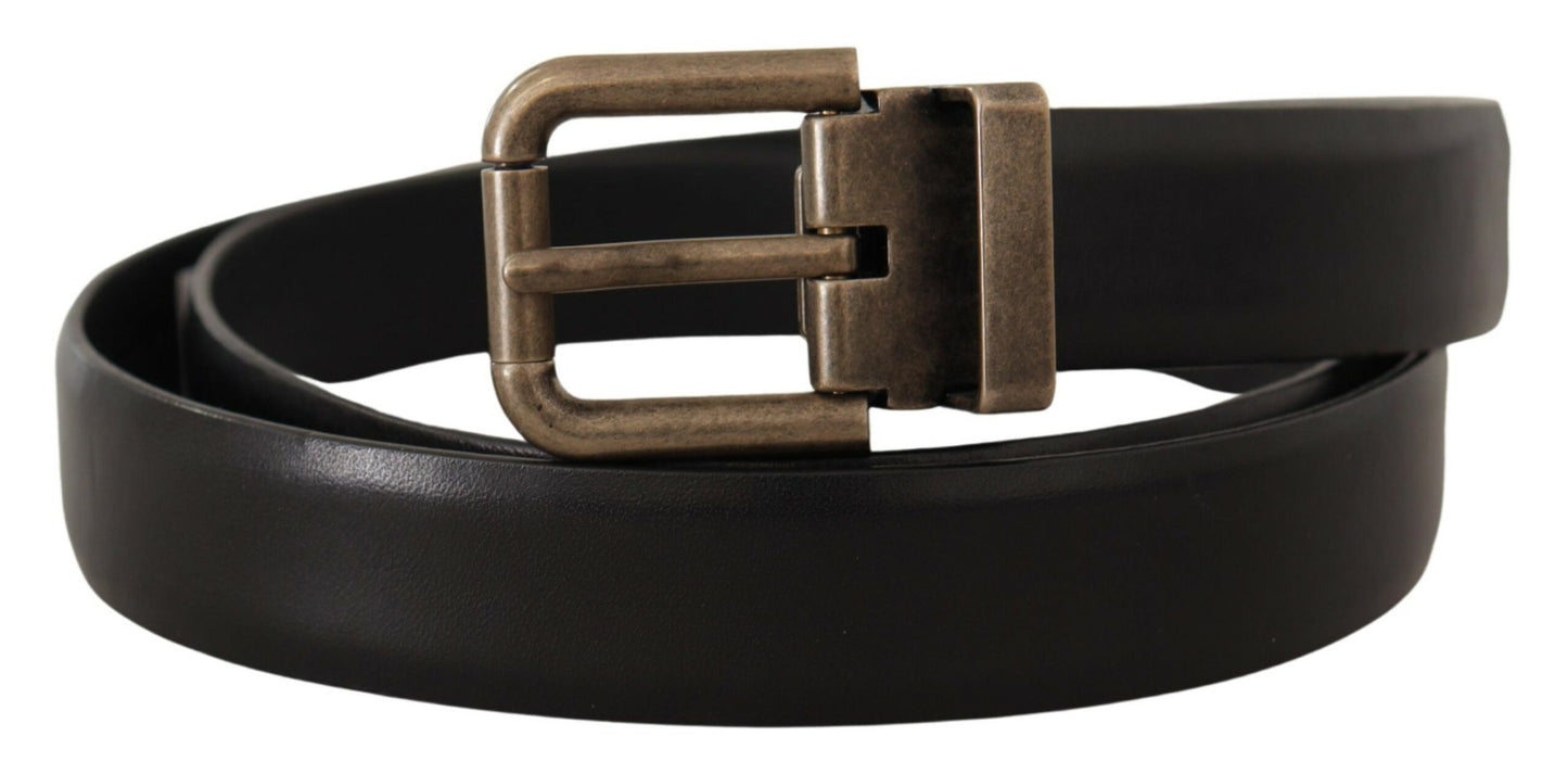 Dolce & Gabbana Elegante Cintura in Pelle di Vitello Nera