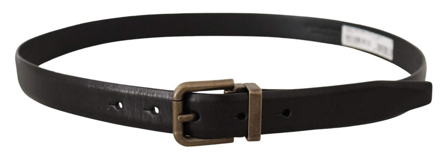 Dolce & Gabbana Elegante Cintura in Pelle di Vitello Nera