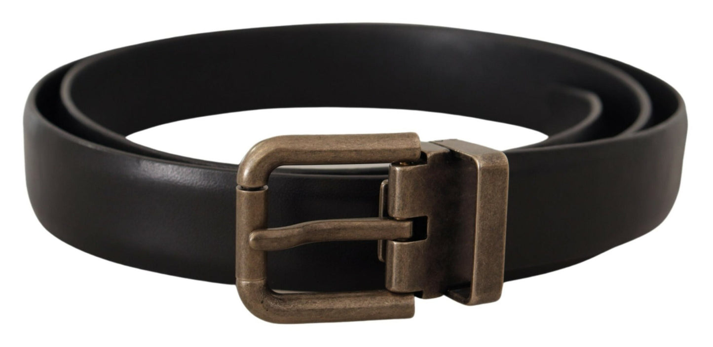 Dolce & Gabbana Elegante Cintura in Pelle di Vitello Nera