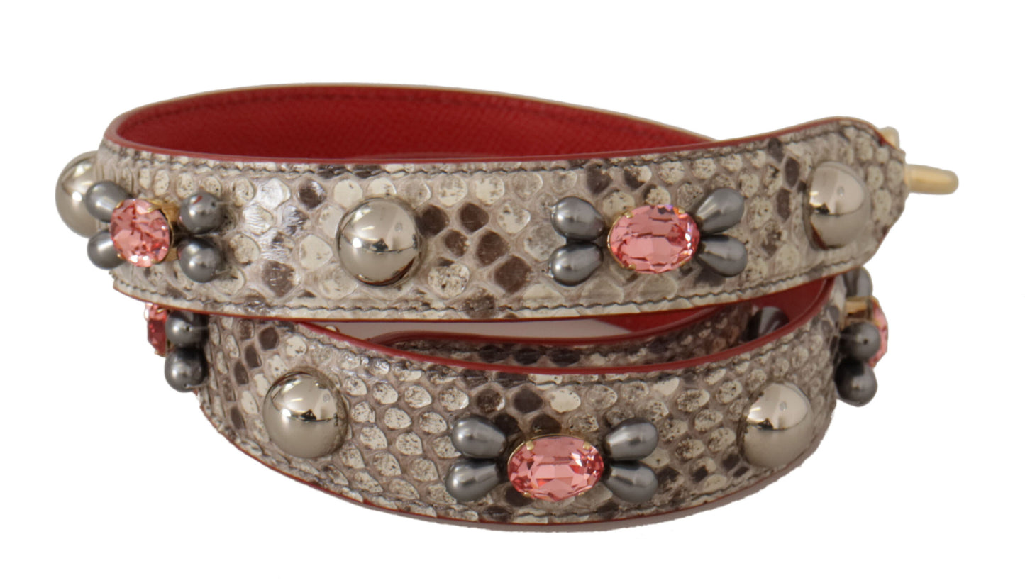 Ремешок для сумки Dolce & Gabbana Opulent из кожи питона бежевого цвета
